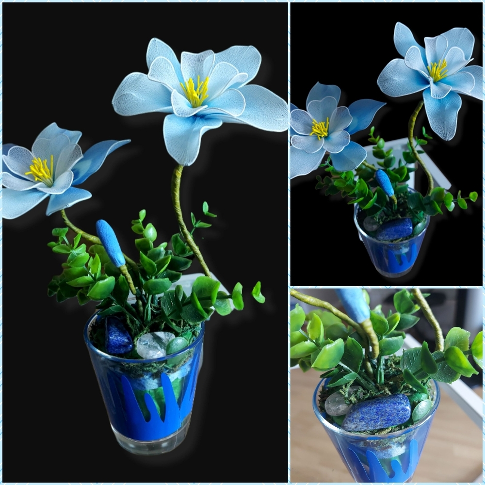 💙Silk flowers_Chakra colors collection_ Handmade_ NWOT